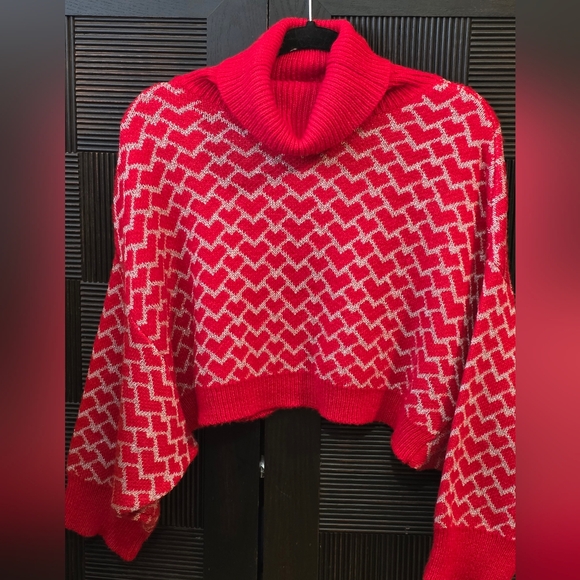 Anthropologie Sweaters - Anthropologie Red Hearts Turtleneck Sweater